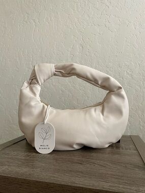 Melie Bianco Cream Vegan Leather Knot Handle Hobo Bag NWT